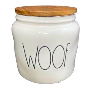 WOOF wooden lid Rae Dunn dog treat jar canister